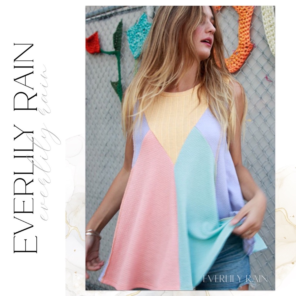 Waffle Knit Color Block Tank - Picture 9 of 14